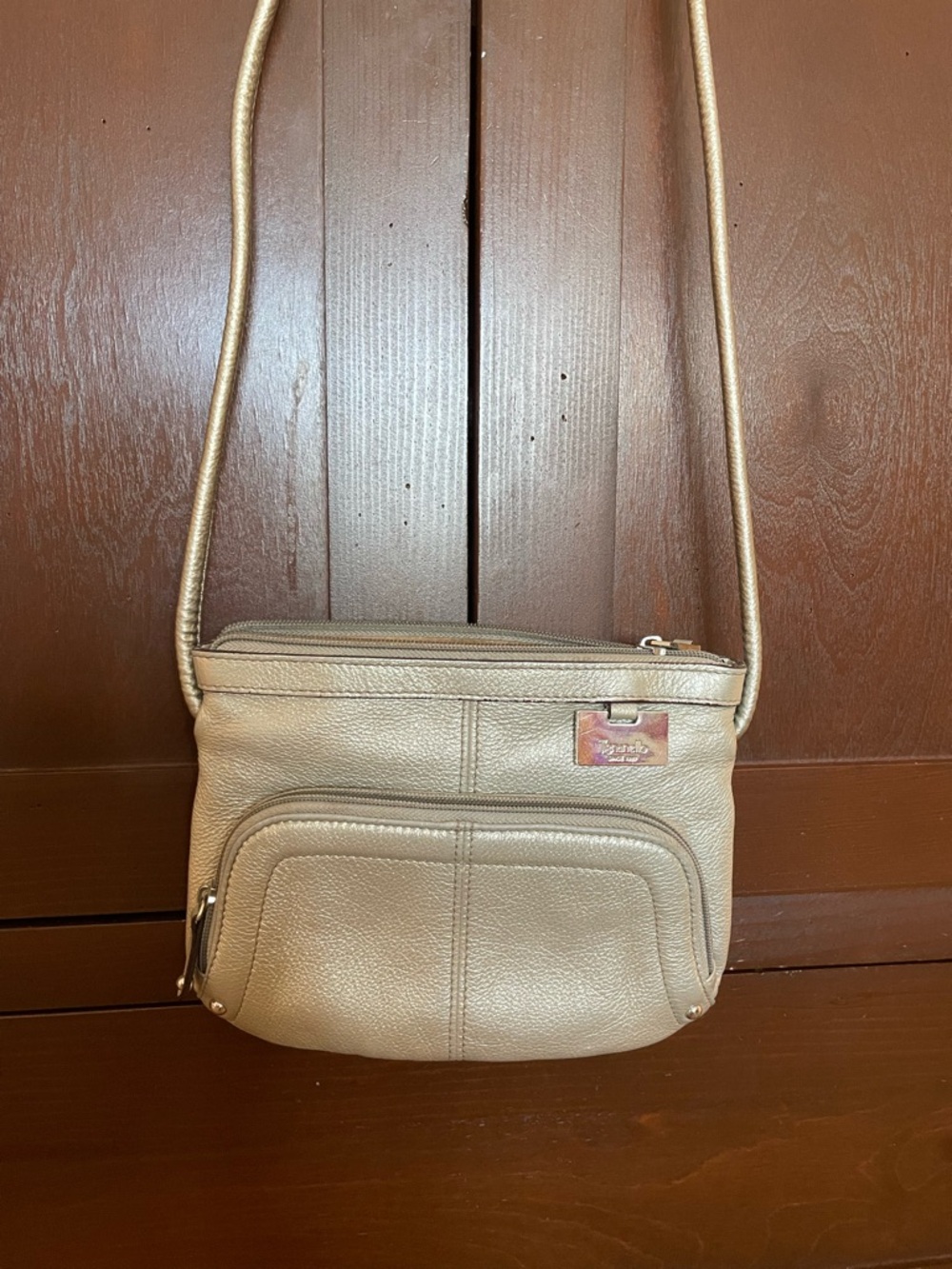Tignanello Metallic Gold Crossbody Bag